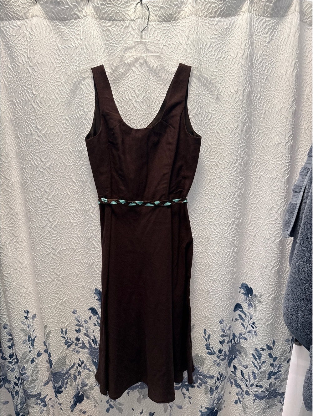 Y2K Cottagecore Brown V-Neck Sleeveless Midi Dress - K Petite 4P